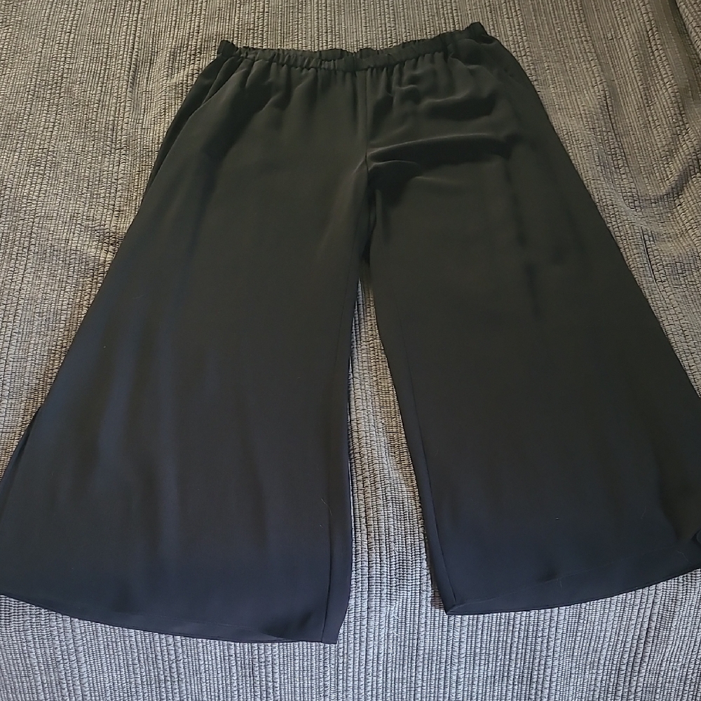 Eileen Fisher Black Wide Leg Oversized Tencel Pants Sz Medium